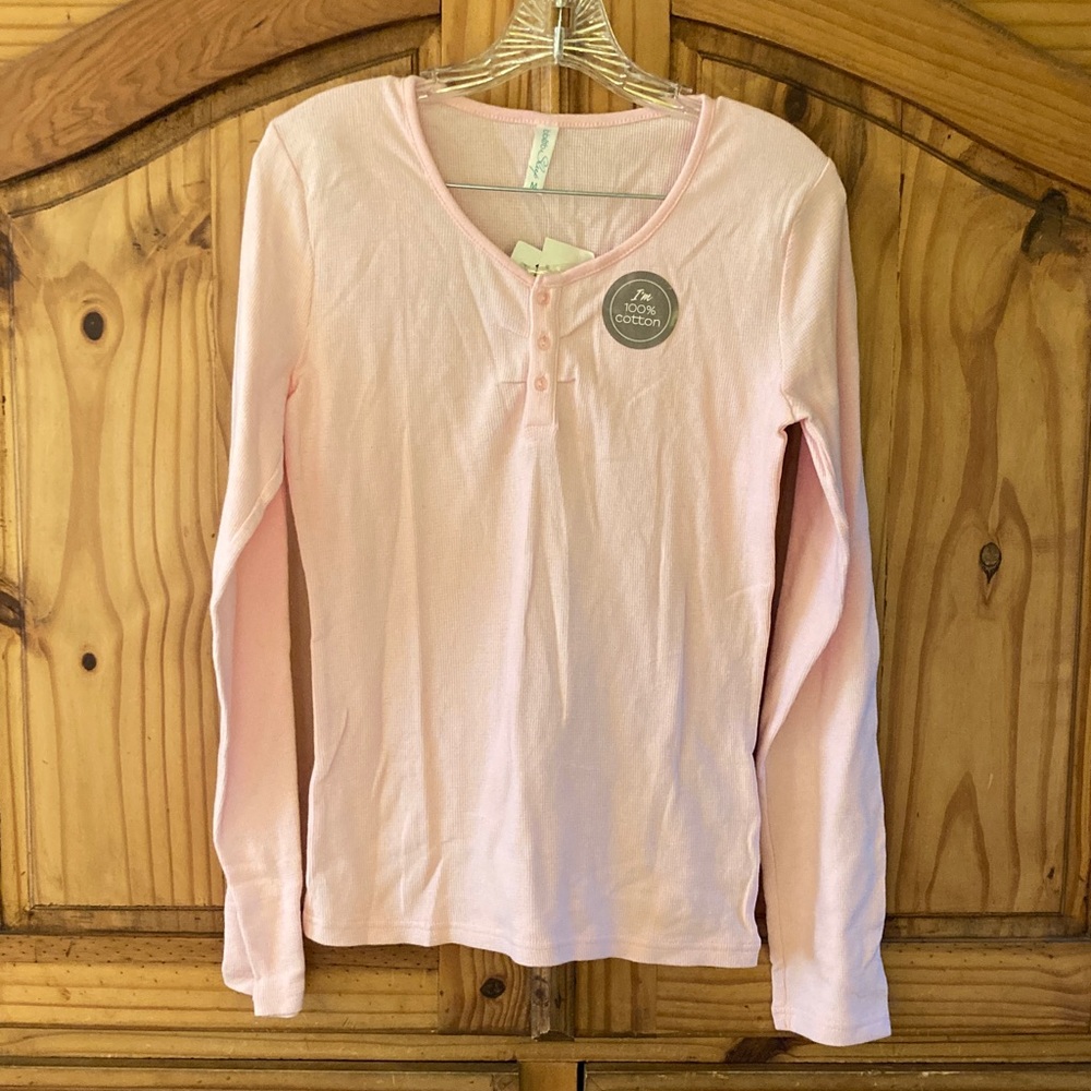 Women bb&b pink thermal long sleeve sleep pajama shirt size M - NWT